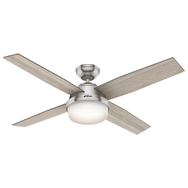 Hunter - Dempsey 52 in. LED Indoor Brushed Nickel Ceiling Fan with Light and Remote