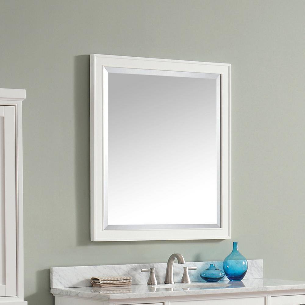 Madison 28" Brown Wood Rectangular Bathroom Vanity Mirror