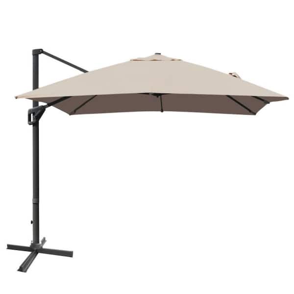 10 ft. x 13 ft. Rectangular Cantilever Patio Umbrella in Brown