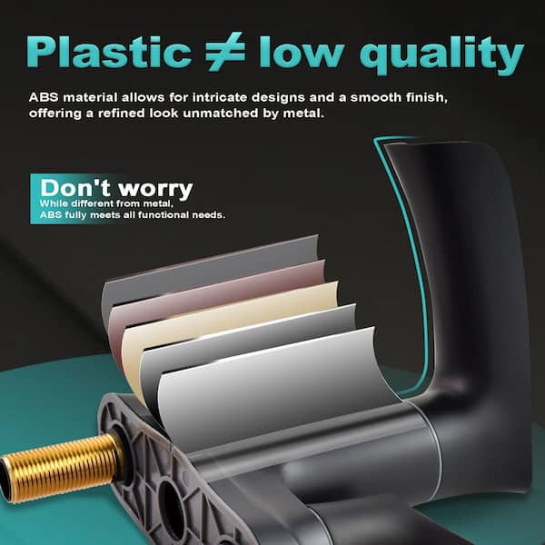 4 in. Centerset Double Handle Waterfall Bathroom Faucet with Pop-Up Drain Included in Matte Black