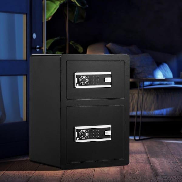 Safe Box, 3.5 cu. ft. Safe Lock Box with Fireproof Bag and 2 Height Adjustable and Removable Divider for Money, Black