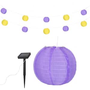 Team XL Outdoor 32 ft. (384 in.) Solar Lantern LED String Light with 10-Light Nylon Purple and Yellow Lanterns