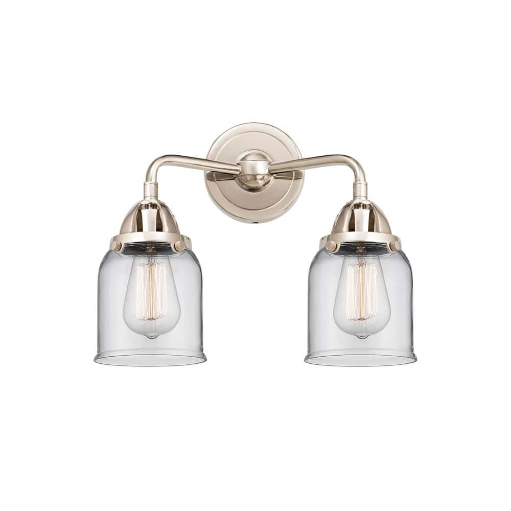 Bell 13 in. 2-Light Polished Nickel Vanity Light with Glass Shade price history on PriceWatchPro