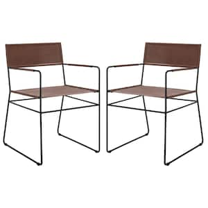 Alyx Cognac/Black 18.89 in. Steels Dining Chair Set of 2