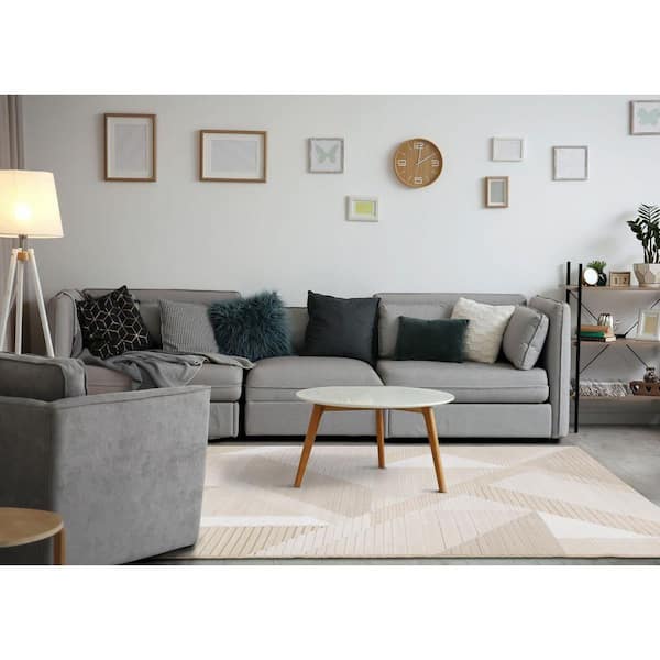 Solara Collections 7 ft. x 10 ft. Beige Geometric Indoor Area Rug