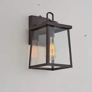 Modern Outdoor Oil Rubbed Bronze Motion Sensor Dask to Dawn Wall Lantern Sconce with Clear Glass Shade