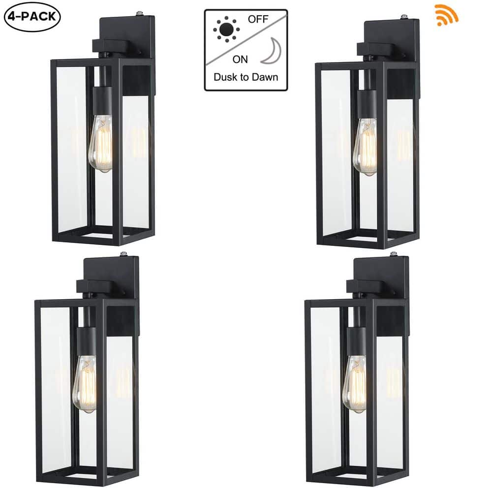 1-Light 17.5 in. Matte Black Outdoor Wall Lantern Sconce with Dusk to Dawn (4-Pack) price history on PriceWatchPro
