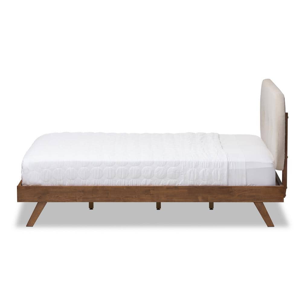 Elegant Walnut Queen Bed with Tufted Upholstered Headboard