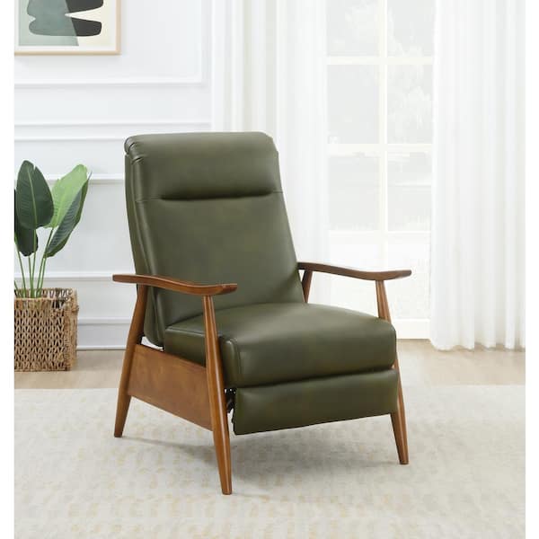 Solaris Vintage Green Faux Leather Stationary Push Back Recliner