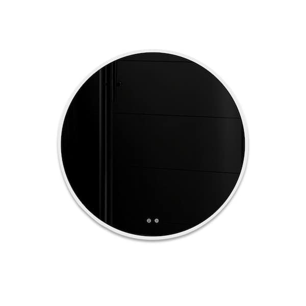 Sanlan ML01 20 in. W x 20 in. H Small Round Frameless Anti-Fog LED Wall Bathroom Vanity Mirror in White