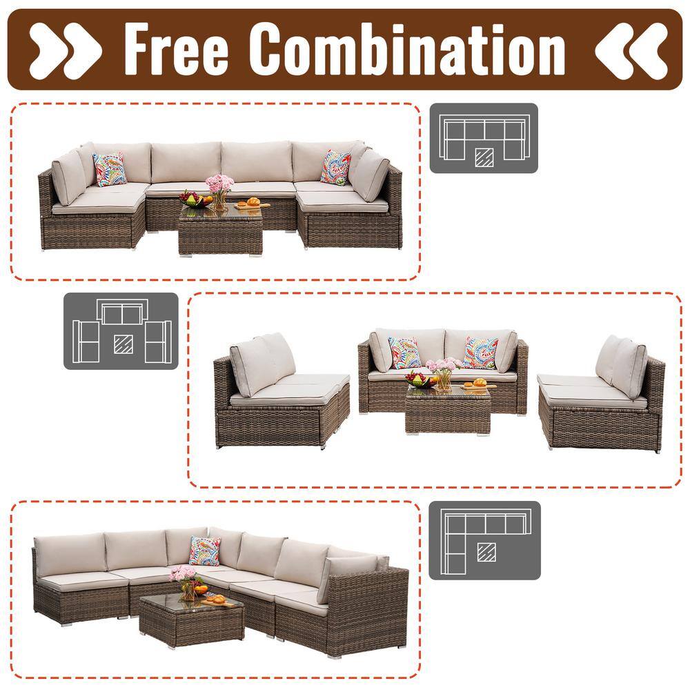 Different arrangements and options for the wicker patio set.