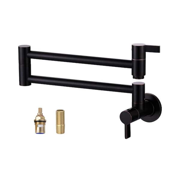 Wall Mounted High-Arc Pot Filler 2-Handles Kitchen Faucet with 360° Spout Swivel in Oil Rubbed Bronze