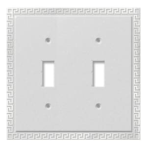 Greek Key 2 Gang Toggle Metal Wall Plate - Frosted Chrome