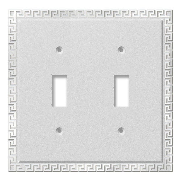 AMERELLE Greek Key 2 Gang Toggle Metal Wall Plate - Frosted Chrome
