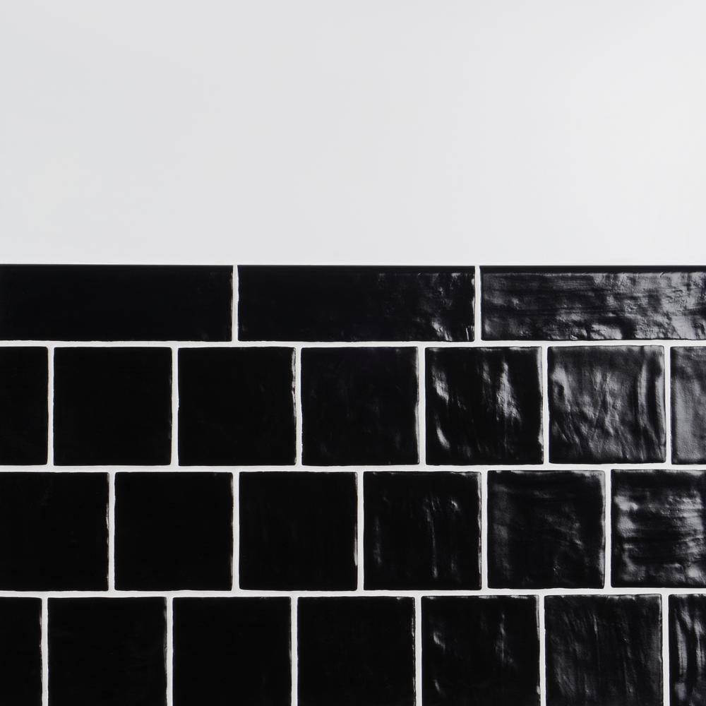 Amagansett Black Ceramic Bullnose Tile Trim 2x8