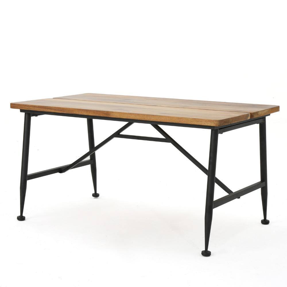 18 in. Black Rectangular Wooden Outdoor Coffee Table