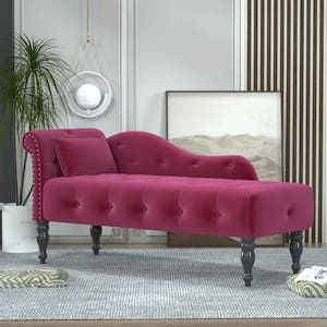 Purple (Burgundy) Velvet Right Arm Chaise Lounge with Button Tufted