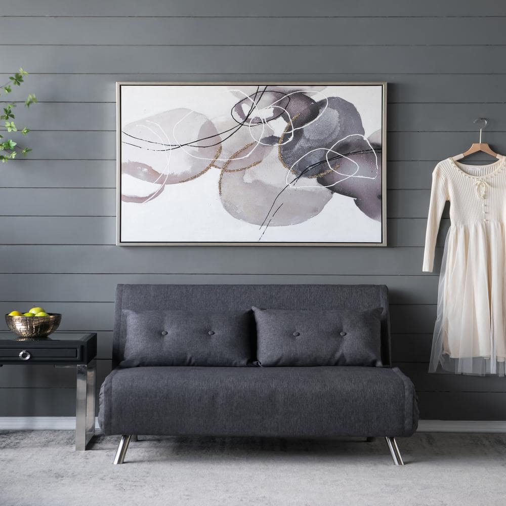 Rectangle Modern Hand Painted Framed, Oil Painting Wall Art Print, Gray Bro