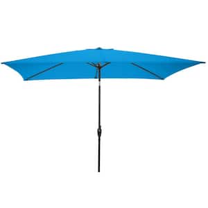 10 ft. Rectangular Patio Umbrella with Push Button Tilt in Bright Blue