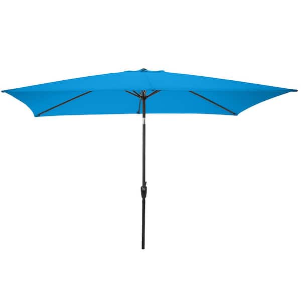 Pure Garden 10 ft. Rectangular Patio Umbrella with Push Button Tilt in Bright Blue
