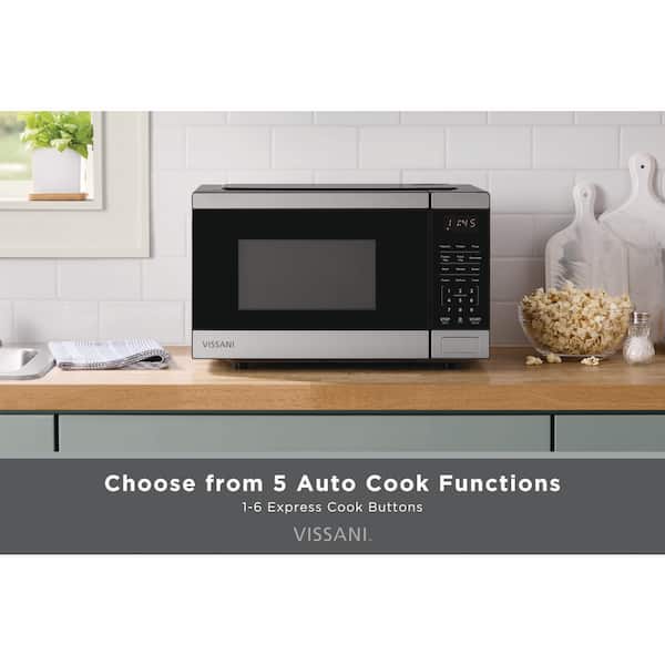 0.9 cu. ft. Electric 900-W Countertop Microwave in Stainless Steel with Turntable and 2-Step Lock System