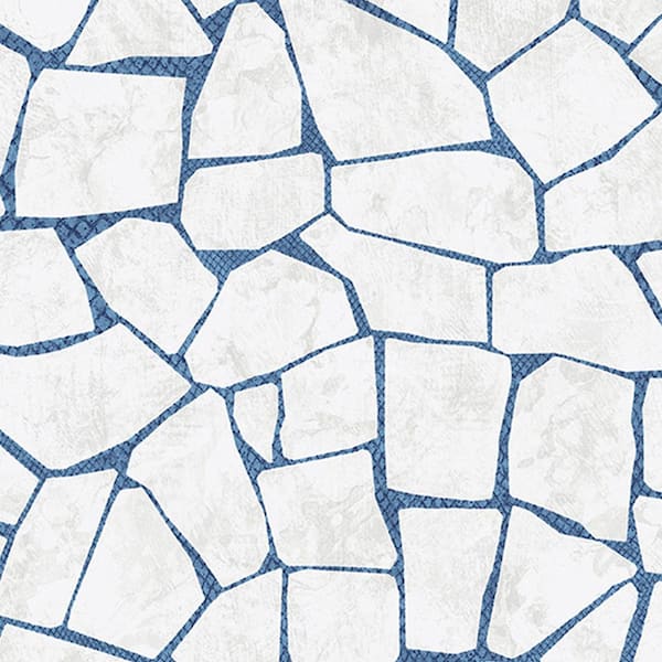 Walls Republic White & Blue Broken Pieces White & Blue Paper Strippable Roll (Covers 57 sq. ft.)