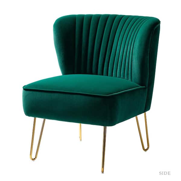 JAYDEN CREATION Alonzo Green Side Chair with Tufted Back