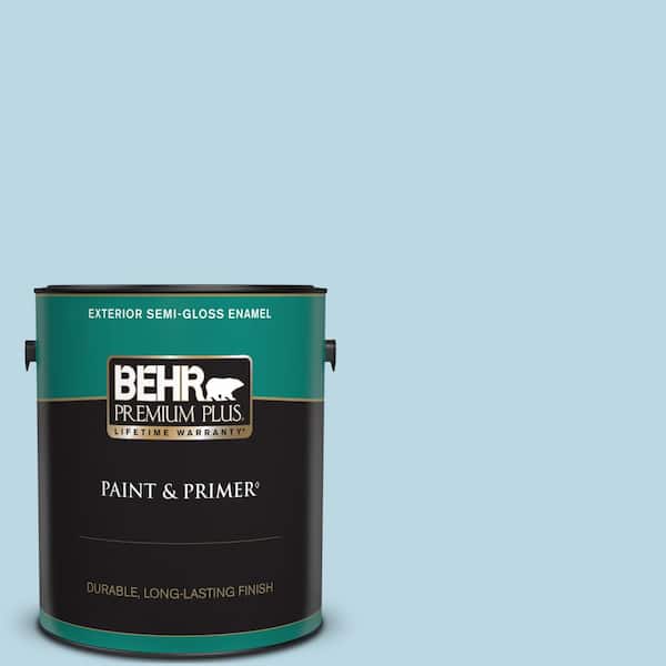 BEHR PREMIUM PLUS 1 gal. #S490-2 Glacial Stream Semi-Gloss Enamel Exterior Paint & Primer