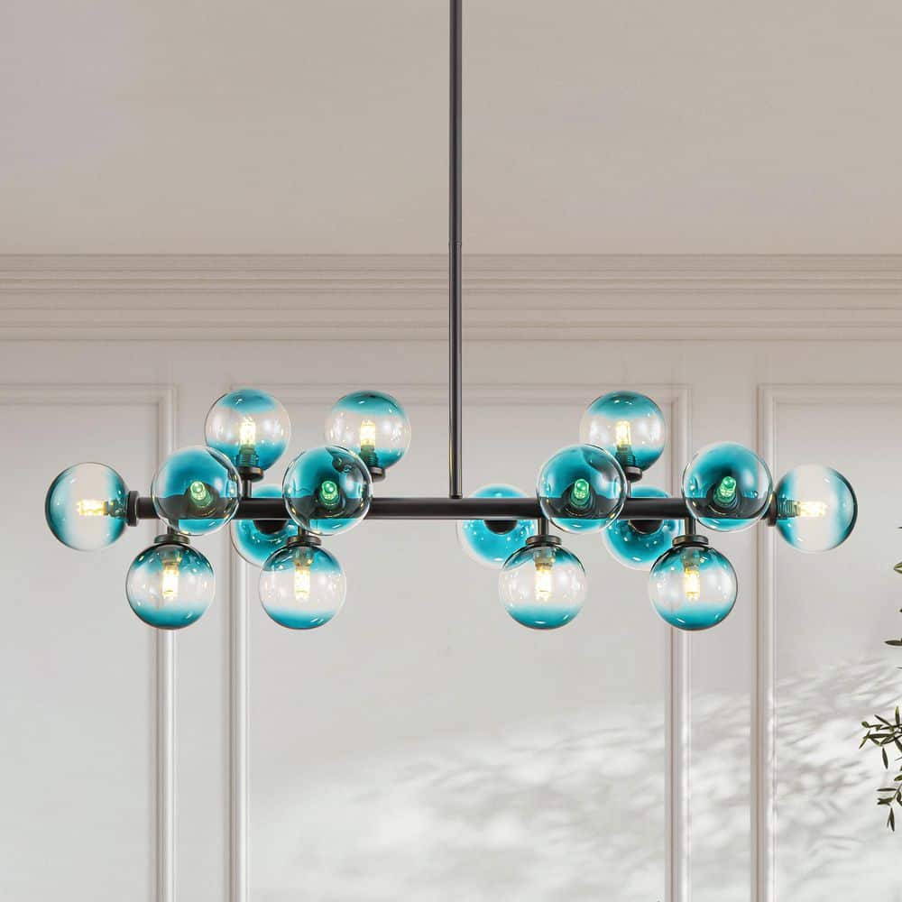 Rennnsan Kaitlyn 16-Light Matte Black Modern Linear Cluster