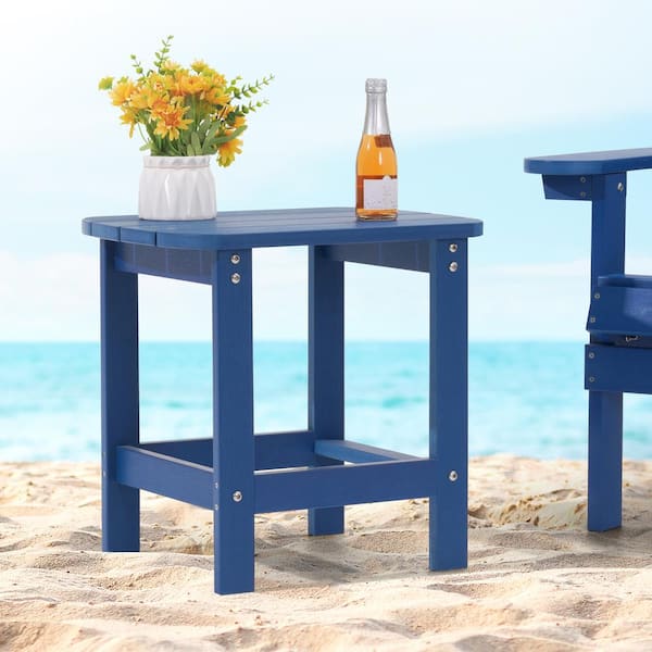 JOYESERY Navy Blue Plastic Outdoor Coffee Table for Adirondack Chair