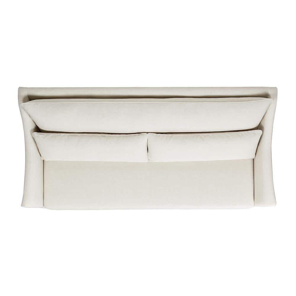 Ada 83" Flared Arm White Linen Sofa with Lumbar Pillows