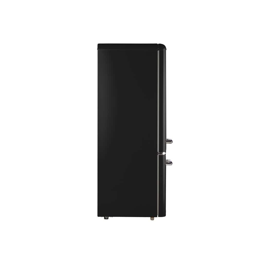 Midnight Black Compact Retro Refrigerator with Bottom Freezer