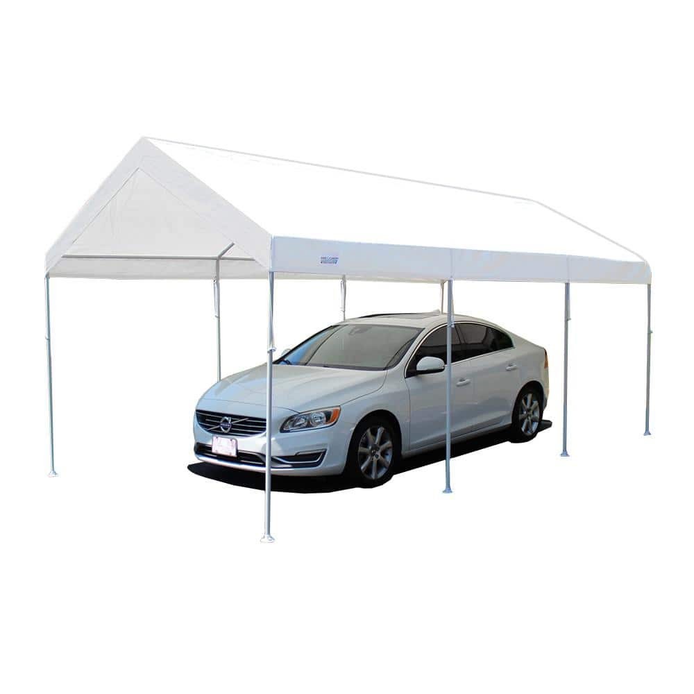 King Canopy Universal Canopy True 10 ft. x 20 ft. 1 3 8 in. Steel Frame 8 Leg White Carport CHT1020 The Home Depot