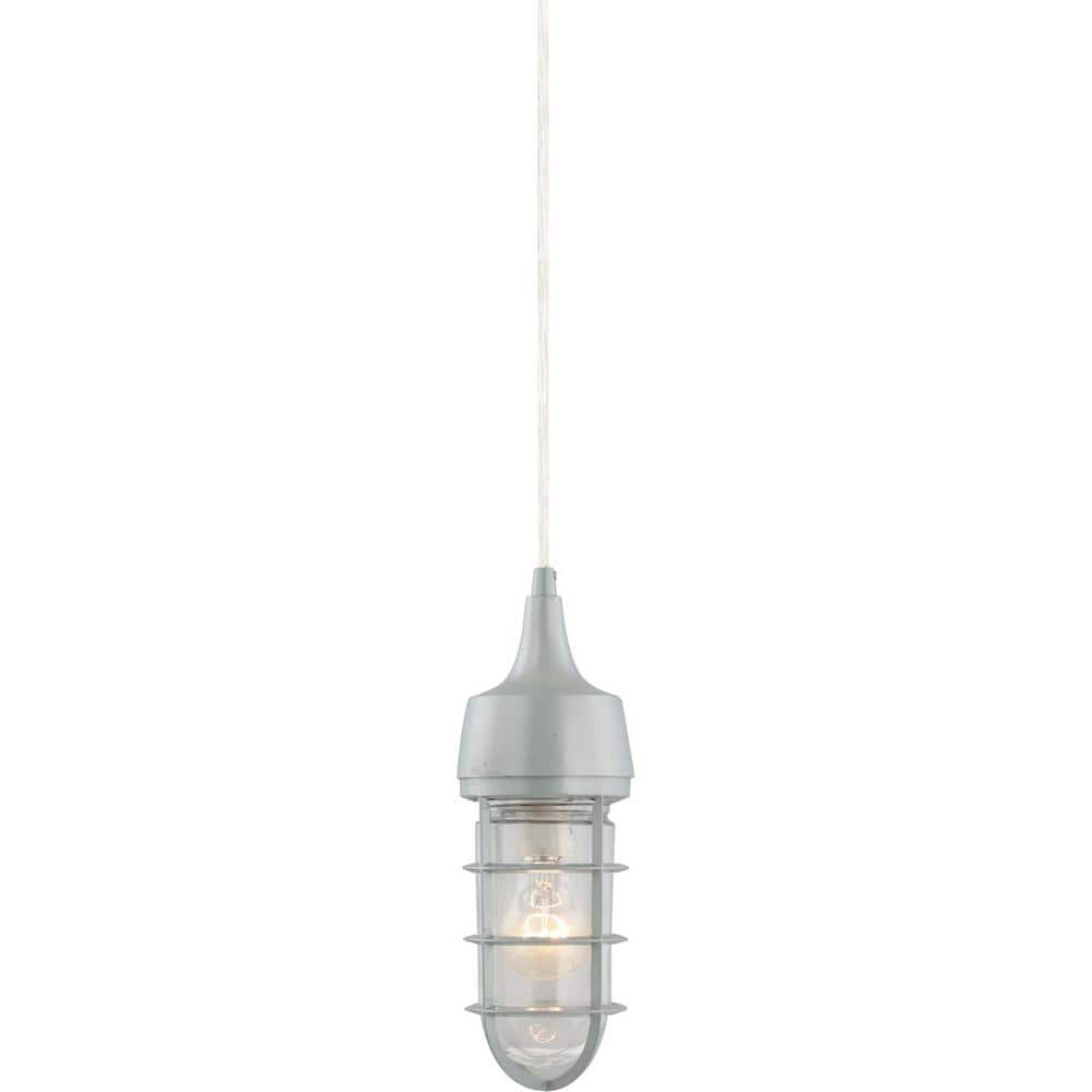1-Light Indoor or Outdoor Silver Gray Aluminum Mini Hanging Pendant with Clear Glass Rounded Cylindrical Shade price history on PriceWatchPro