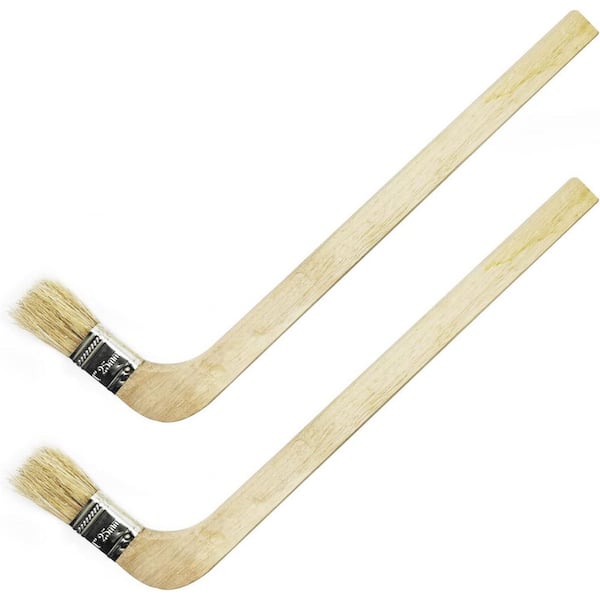 KIWDZFU Wooden Handled Hog Bristle Radiator Paint Brush Right Angle Bend 11 Long 1 Width 2-Pieces