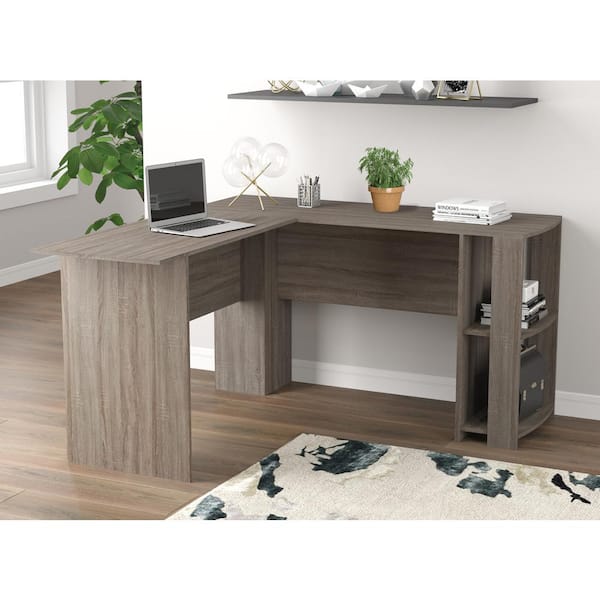 Quincy Industrial-style Desk (Dark Oak/Matte Black)