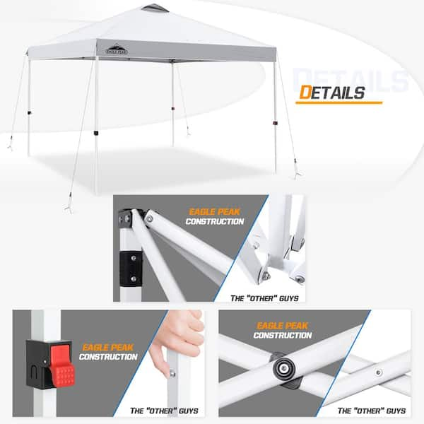 EAGLE PEAK 10 ft. x 10 ft. Commercial Ez Pop Up Canopy Tent Instant  MarketPlace Canopies, Bonus 4 Sand Bags, White MP100WO-WHT-AZ - The Home  Depot