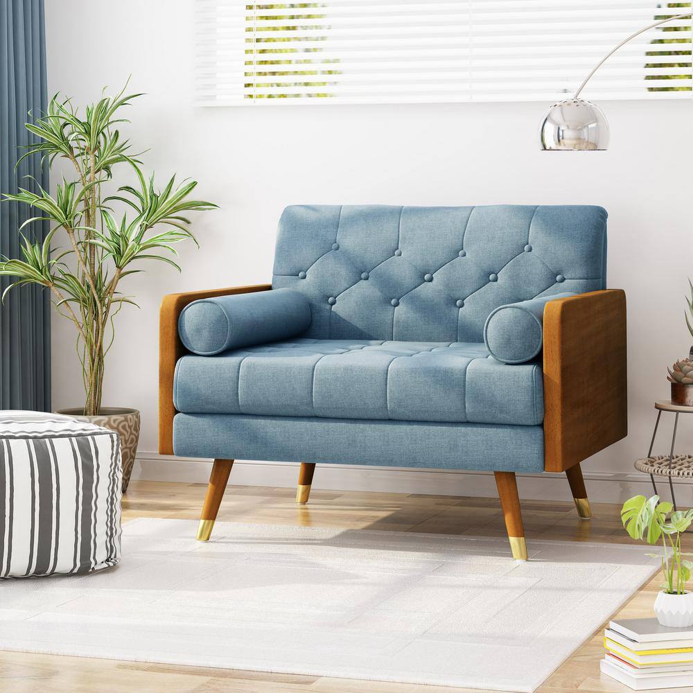 Blue and Walnut Mid-Century Modern Club Chair
