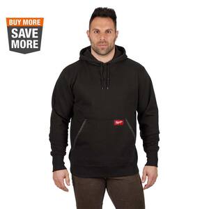Men's Large Black Heavy Duty Cotton/Polyester Long-Sleeve Pullover Hoodie