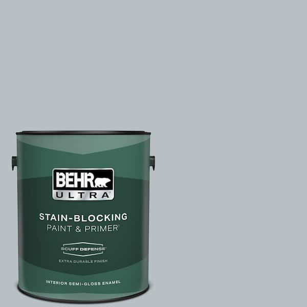 BEHR ULTRA 1 gal. #750E-3 Skyline Steel Extra Durable Semi-Gloss Enamel Interior Paint & Primer