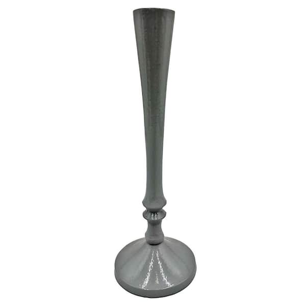 castellousa Gray 10 in. Decorative Skinny Aluminum Metal Candle Holder