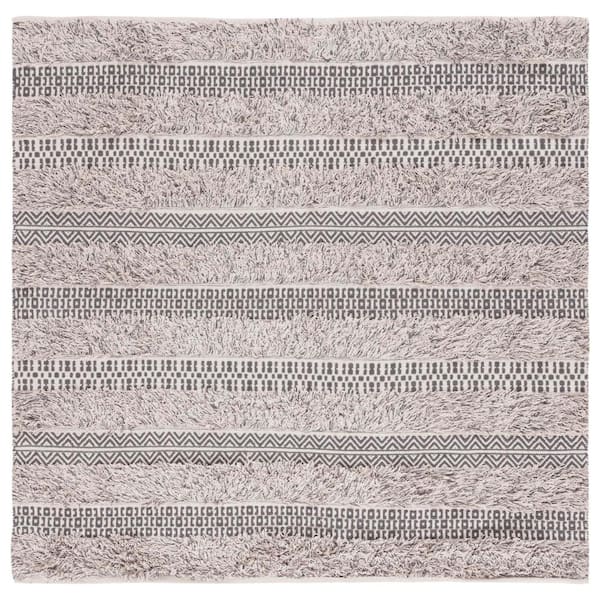 SAFAVIEH Natura Gray/Ivory 6 ft. x 6 ft. Abstract Native American Square Area Rug