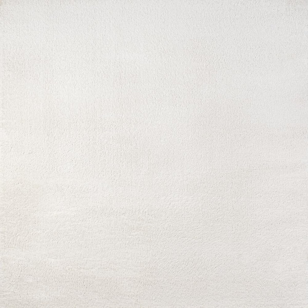Haze Solid Low-Pile Cream 6 ft. Square Area Rug