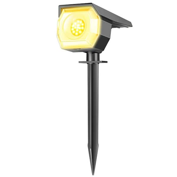 Black Integrated LED Plug-In Solar Landscape Flood Light with 3-Modes, Auto On/Off and 2-in-1 Mounting