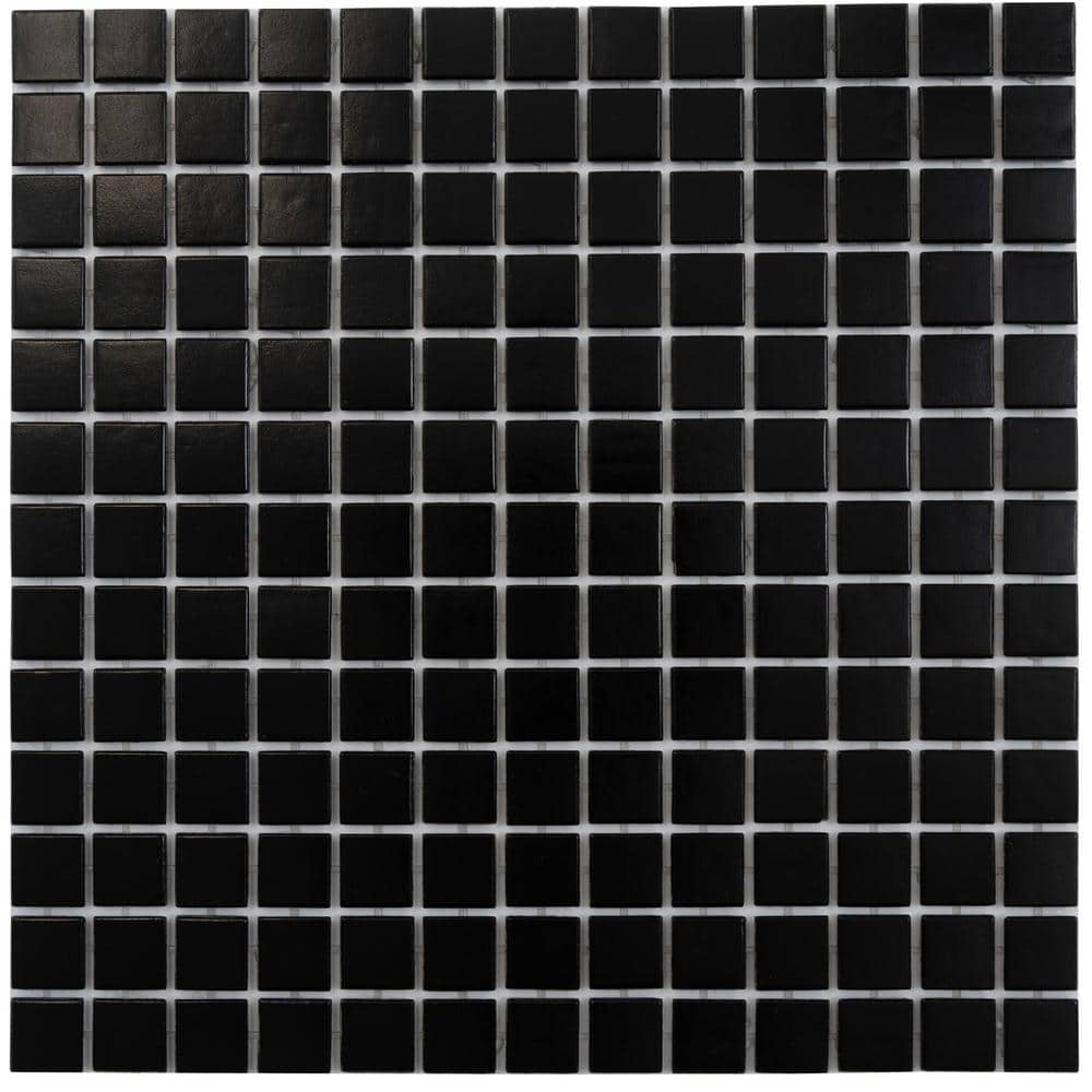 Dune 4 in. x 6 in. Glossy Black Glass Mosaic Uniform square Wall and Floor Sample Tile (0.13 sq. ft./Piece) (1-Pack) price history on PriceWatchPro