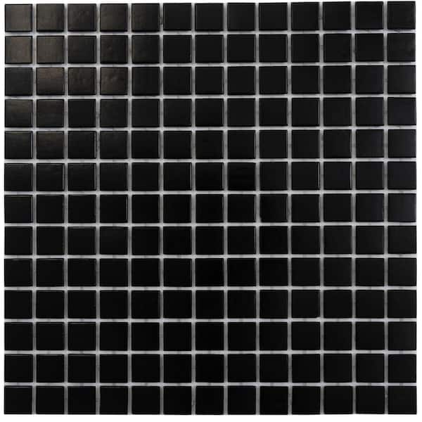 Apollo Tile Dune 4 in. x 6 in. Glossy Black Glass Mosaic Uniform square Wall and Floor Sample Tile (0.13 sq. ft./Piece) (1-Pack)