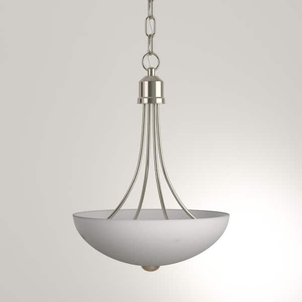 Progress Lighting Gather Collection 15 in. 2-Light Brushed Nickel  Transitional Foyer Pendant with Etched Glass for Entryways P3914-09 - The  Home Depot