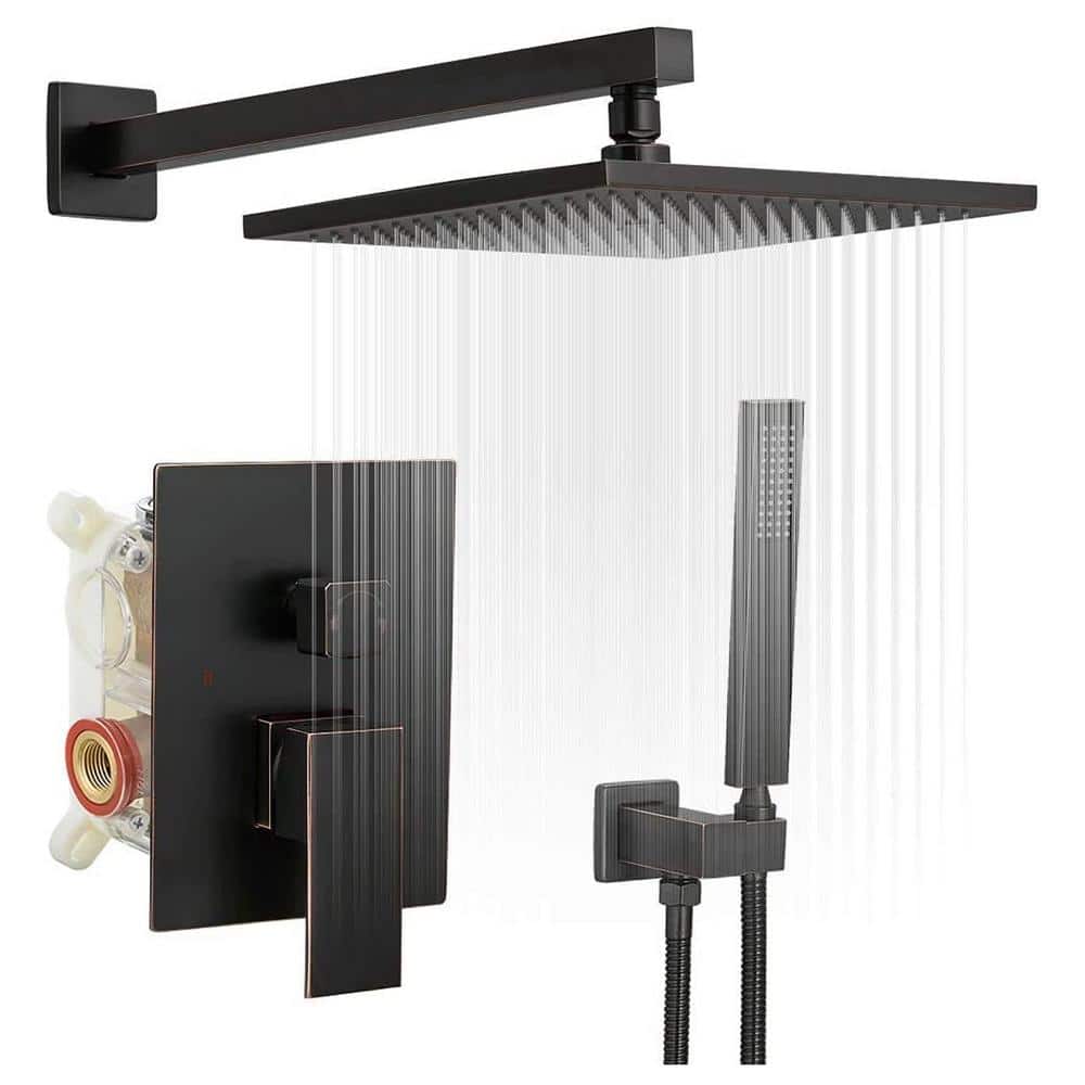Single Handle 2-Spray Square Shower Faucet 2.5 GPM with High Pressure in. O