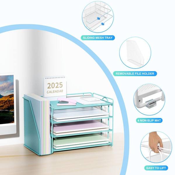 9 Tier Paper Organizer With Handle, Large Capacity Desk Organizer Mesh File Folder Organizer Letter Paper Tray Desktop Document Sorter For Classroom School And Office Organization Black P 61724013 - View #6