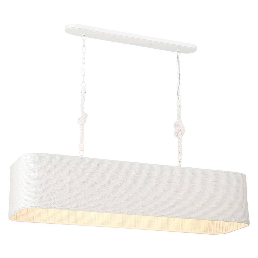 Lodelle 4-Light Matte White Island Chandelier for Dining Room or Kitchen with White Cotton Rope Shade, No Bulbs Included price history on PriceWatchPro